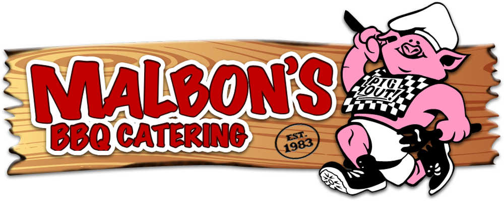 malbons bbq catering since 1983 logo with pig virginia beach